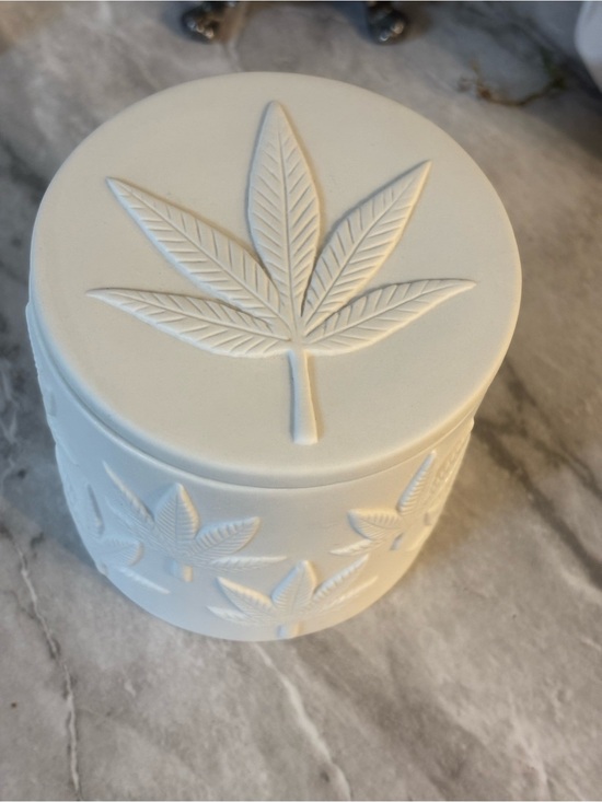 Jonathan Adler Other - Jonathan Adler hashish candle White Embossed Leaf reuse stash jar after candle